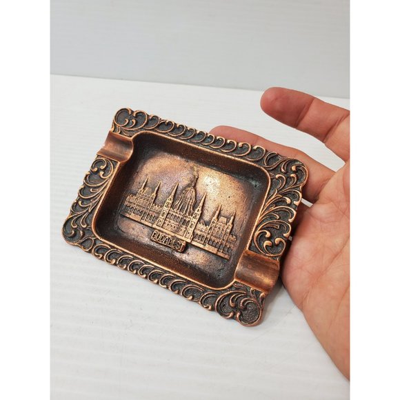 vintage small copper ashtray / Vintage Copper Souvenir Ashtray Ashtray || - Picture 4 of 9